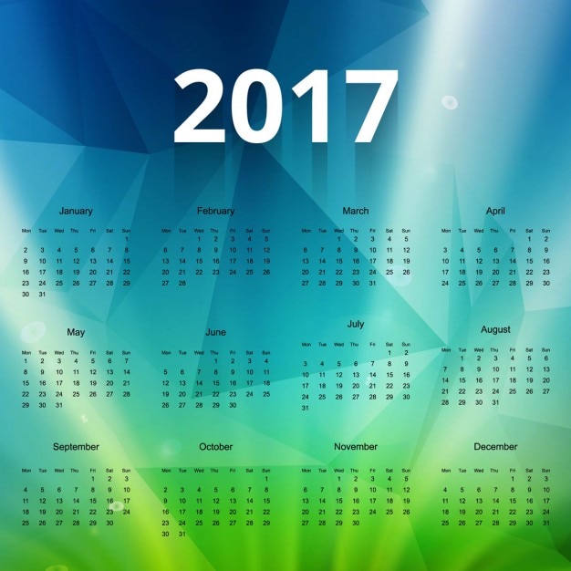 無料ベクター 2017年カレンダーテンプレート