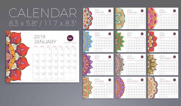 Calendario 2019 con mandala