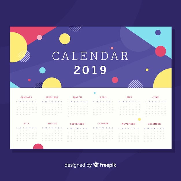 Free vector calendar 2019