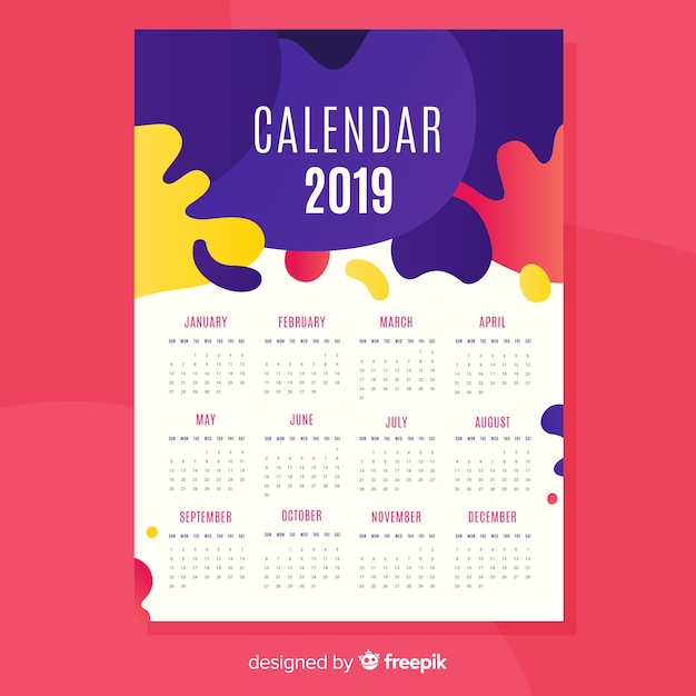 Free vector calendar 2019