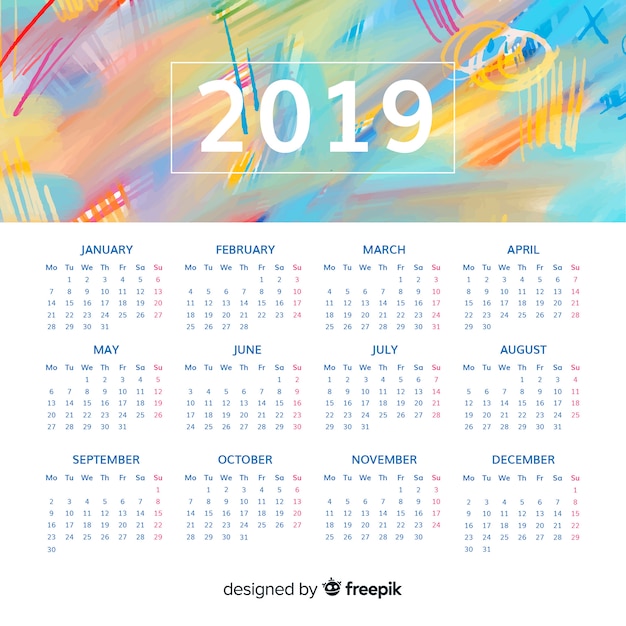 Free vector calendar 2019