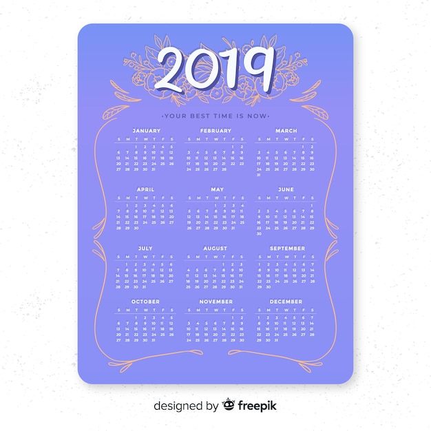 Free vector calendar 2019