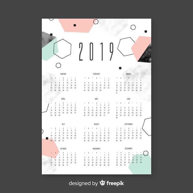 Free vector calendar 2019