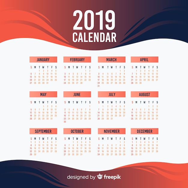 Vettore gratuito calendario 2019