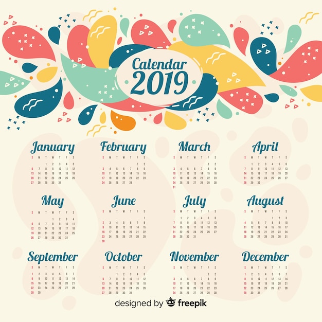 Free vector calendar 2019