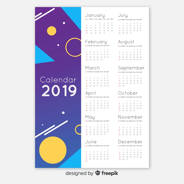 Vettore gratuito calendario 2019