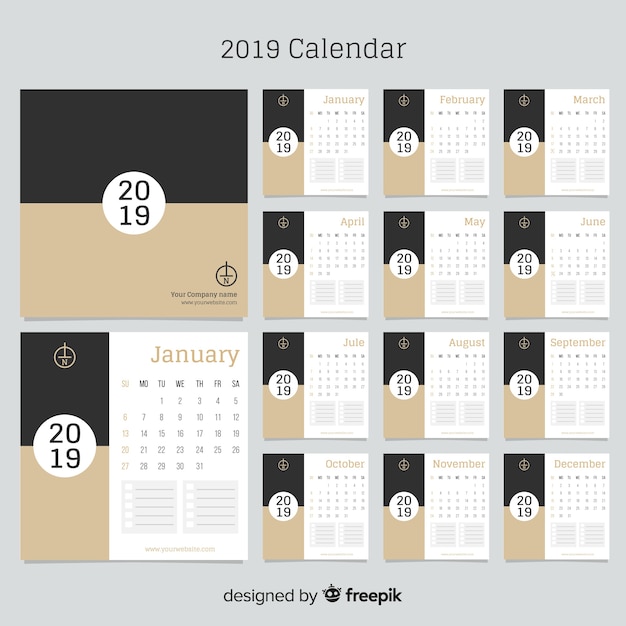 Бесплатное векторное изображение Календарь 2019
