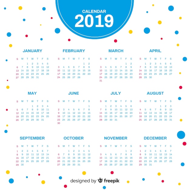 Vettore gratuito calendario 2019