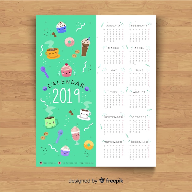 Free vector calendar 2019