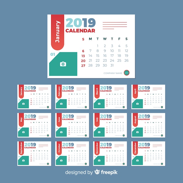 Vettore gratuito calendario 2019