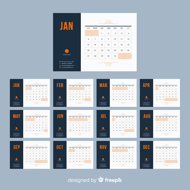 Free vector calendar 2019