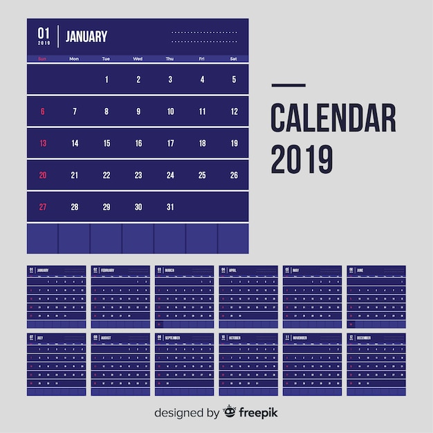 Vettore gratuito calendario 2019