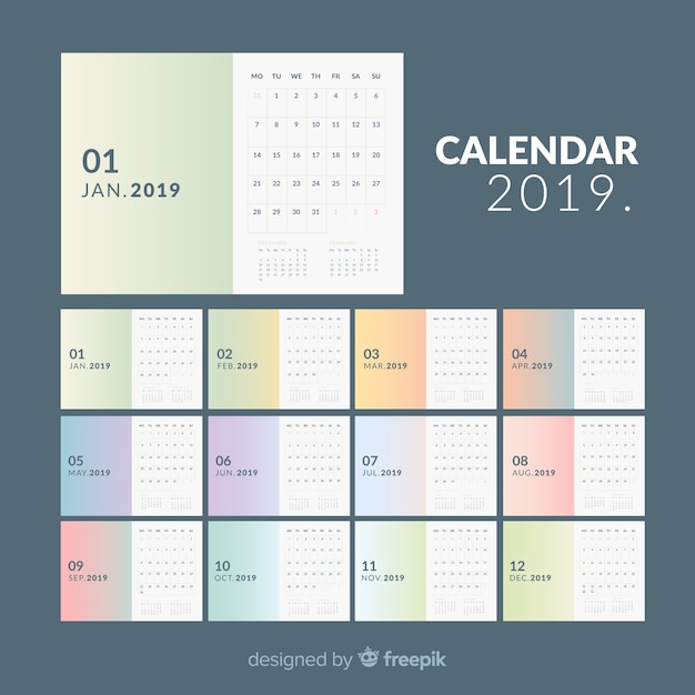 Free vector calendar 2019