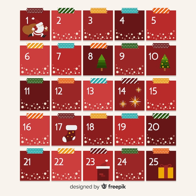 Vettore gratuito calendario dell'avvento