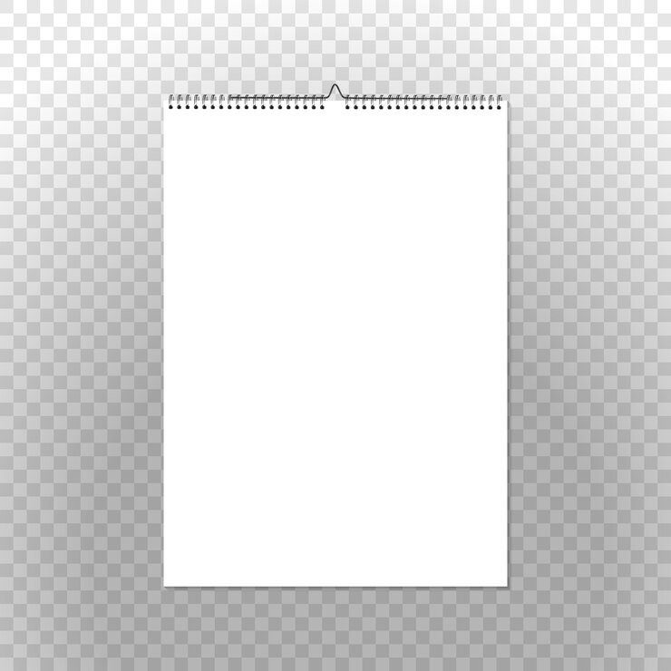 Free Vector calendar binder vertical on transparent. spiral bound vector wall calendar template