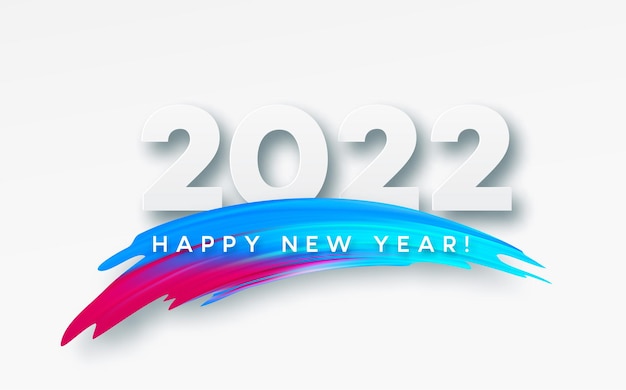 다채로운 추상적인 색 페인트 브러시 획 배경에 달력 헤더 2022 번호. 2022년 새해 복 많이 받으세요 화려한 배경입니다. 벡터 일러스트 레이 션 EPS10