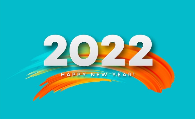 Calendar header 2022 number on colorful abstract color paint brush strokes background. happy 2022 new year colorful background. vector illustration eps10