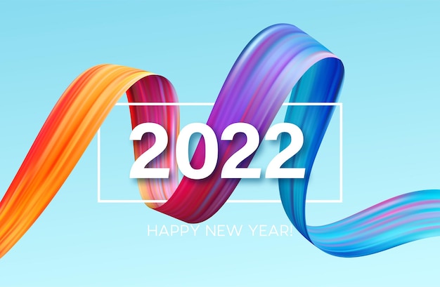 Calendar header 2022 number on colorful abstract color paint brush strokes background. happy 2022 new year colorful background. vector illustration eps10