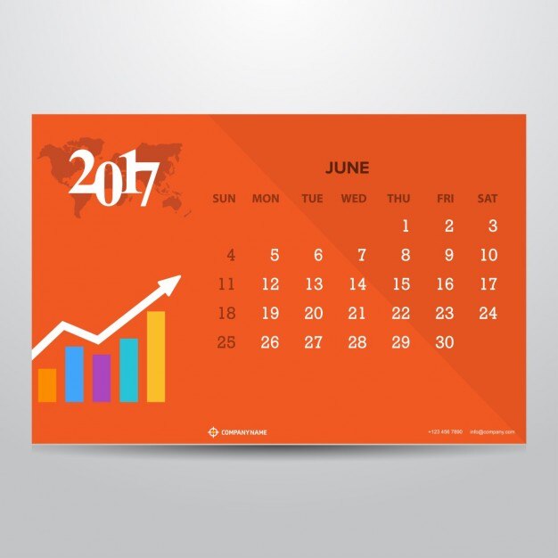 Free Vector calendar for june 2017  