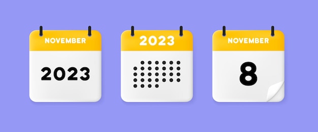 Значок набора календаря календарь на синем фоне с восемью ноября 2022 года 8 числовой текст напоминание дата концепция управления значок векторной линии для бизнеса и рекламы Premium векторы