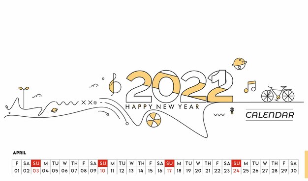 2022年の企業デザインプランナーテンプレートデザインのカレンダーテンプレート。