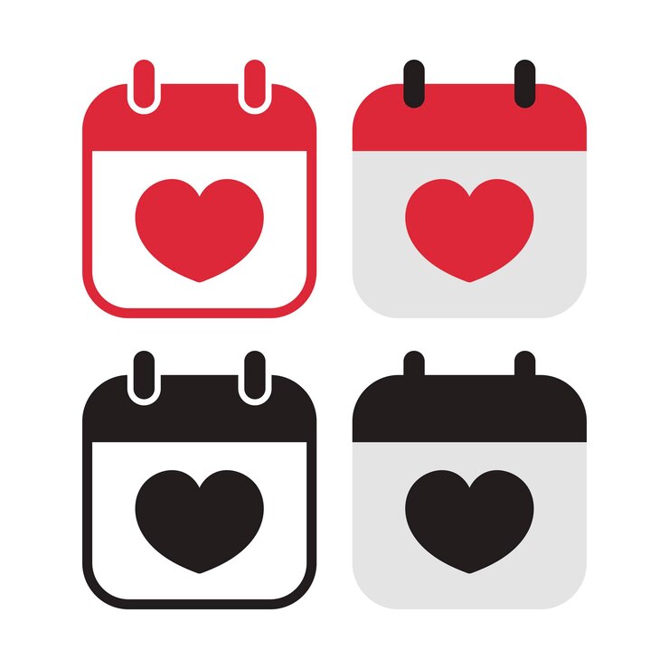 Free Vector calendar with heart set of four