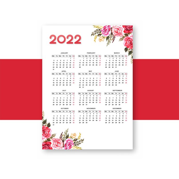 Calendar2022 brochure template for floral design