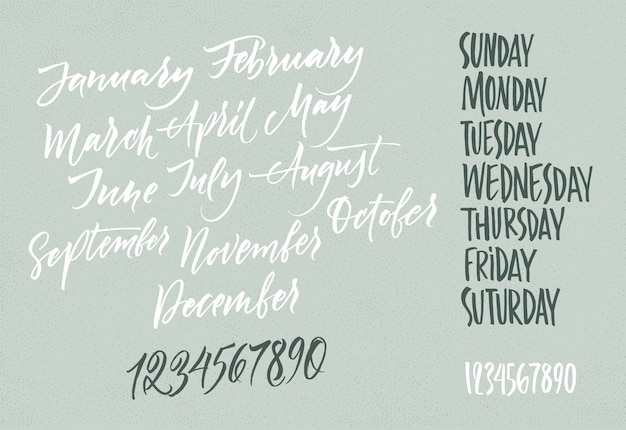 Days of the week in lettering. Monday, Tuesday, Wednesday, Thursday,  Friday, Saturday, Sunday. 13744520 Vector Art at Vecteezy