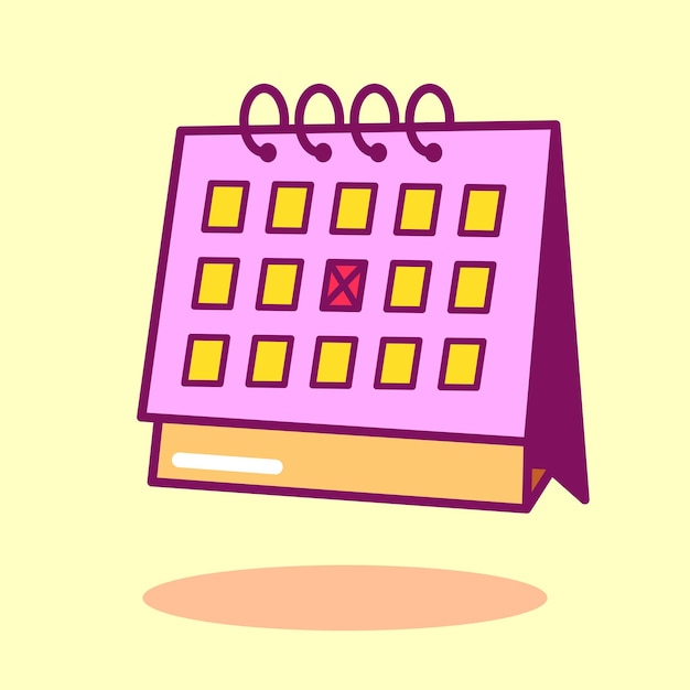 Бесплатное векторное изображение Календарь исследования крупным планом значок иллюстрации