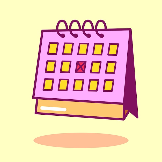 Calender study closeup icon illustration