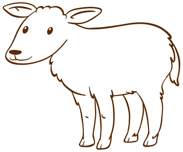 Calf in doodle simple style on white background