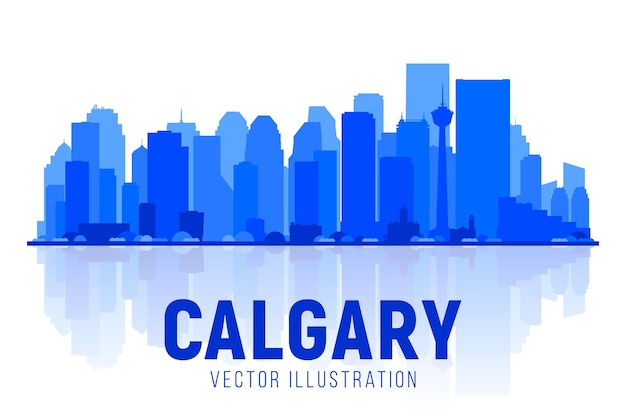 Calgary canada skyline silhouette background vector illustration business travel and tourism concept with modern buildings image for presentation banner website