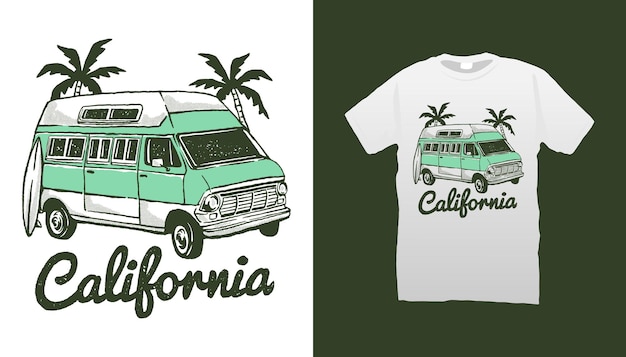Калифорния пляжный фургон иллюстрация