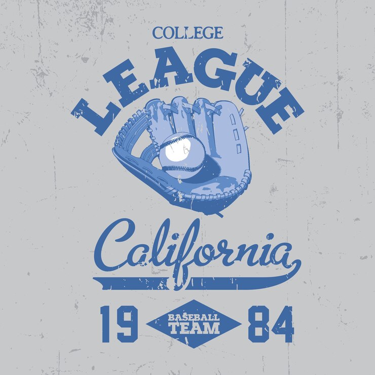 मुफ़्त वेक्टर california college league poster with a little ball on the blue illustration