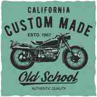 Free vector california custom made poster with words old school and authentic quality