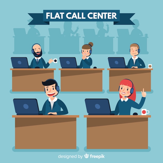 Call center agent concept in flat design