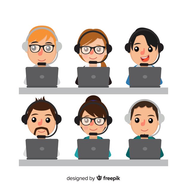 Call center agent design in flat style