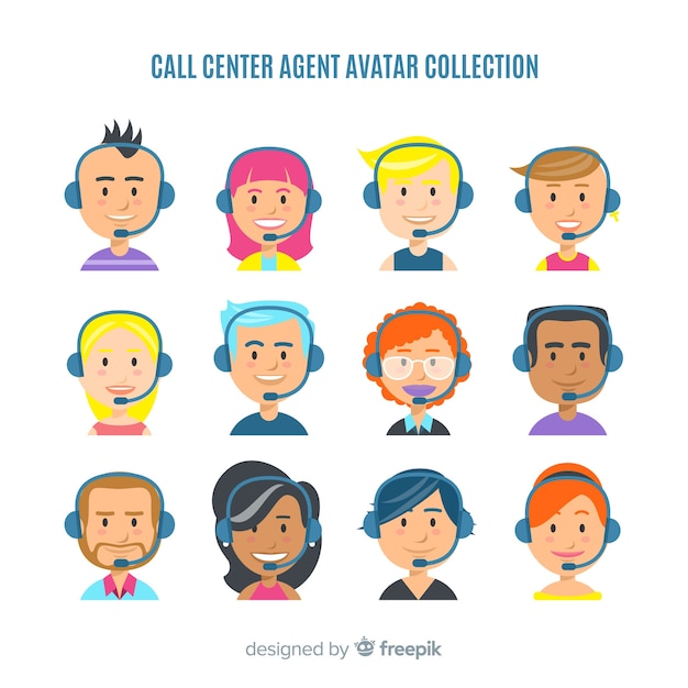 Free vector call center avatar collection