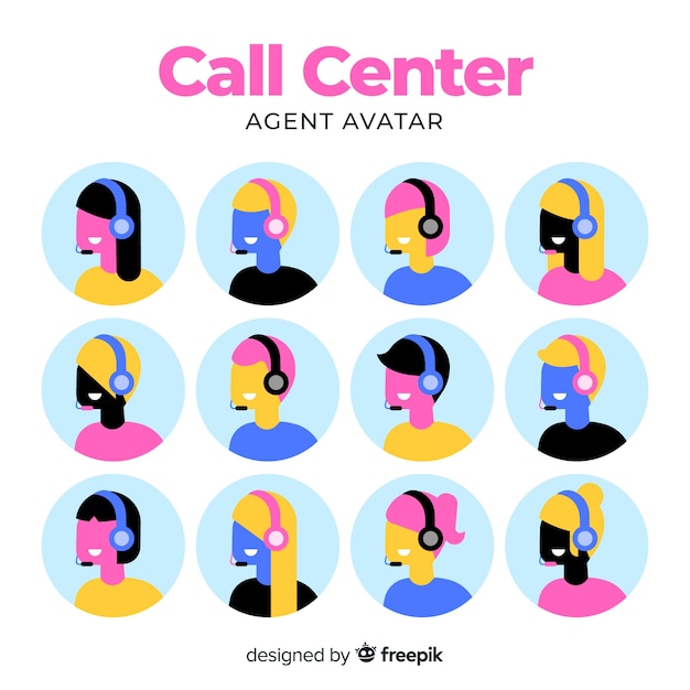 Free vector call center avatar collection