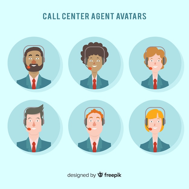 Vettore gratuito call center avatar pack