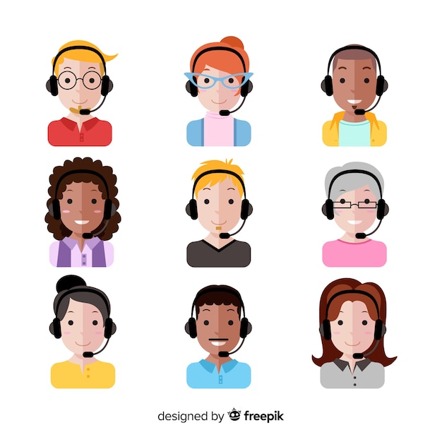 Free vector call center avatar pack