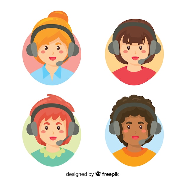 Free vector call center avatar pack