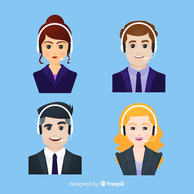 Free vector call center avatar set