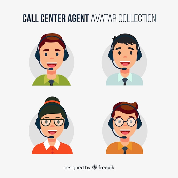 Vettore gratuito call center avatar in stile piatto