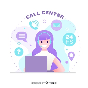 Call-центр концепции плоский дизайн Бесплатные векторы