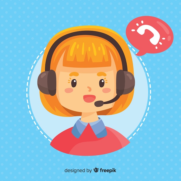 Free vector call center concept with woman
