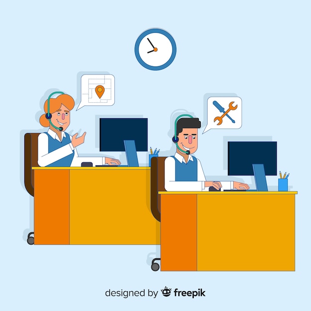 Free vector call center design in flat style