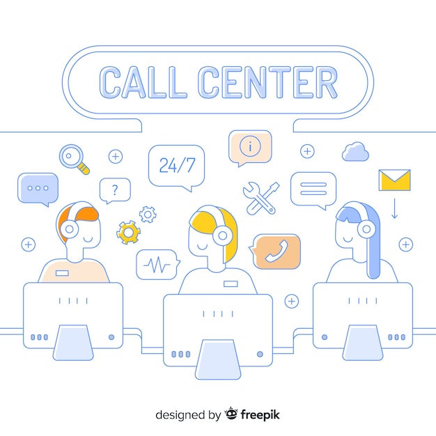 Vettore gratuito call center in lineal concept