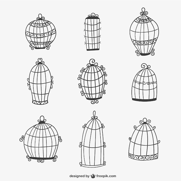 Free vector calligraphic bird cages