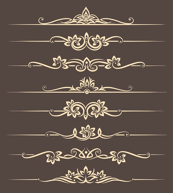 Calligraphic design elements, page dividers with thai ornament. divider ornament page, ornate vector illustration